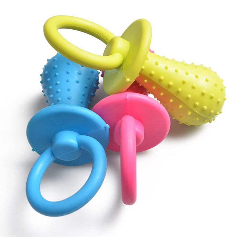 3 Pieces Rubber Pacifier Chew Toy Molar Clean Teeth Bell Training Toy for Puppy Cat