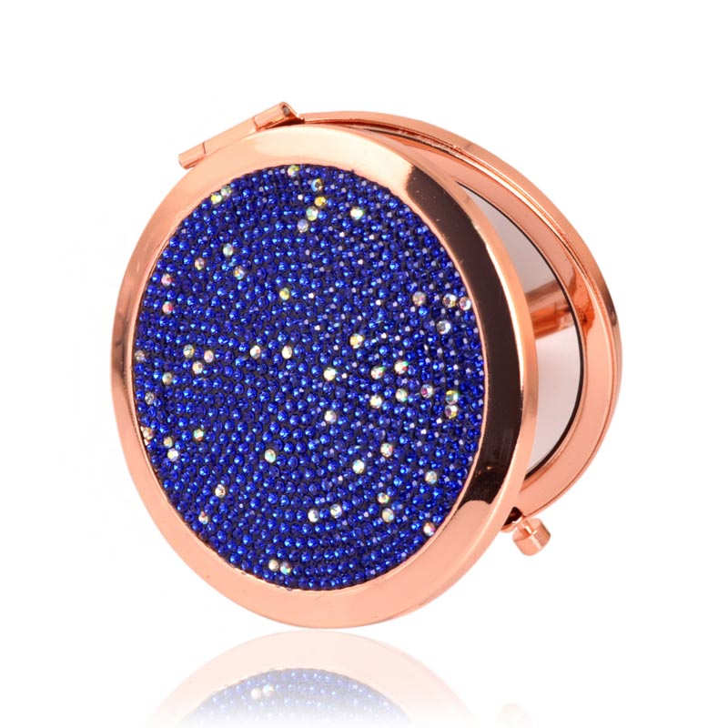Home & LivingRhinestone Magnifying Compact Makeup Mirror 2X/1X Mirror-Blue