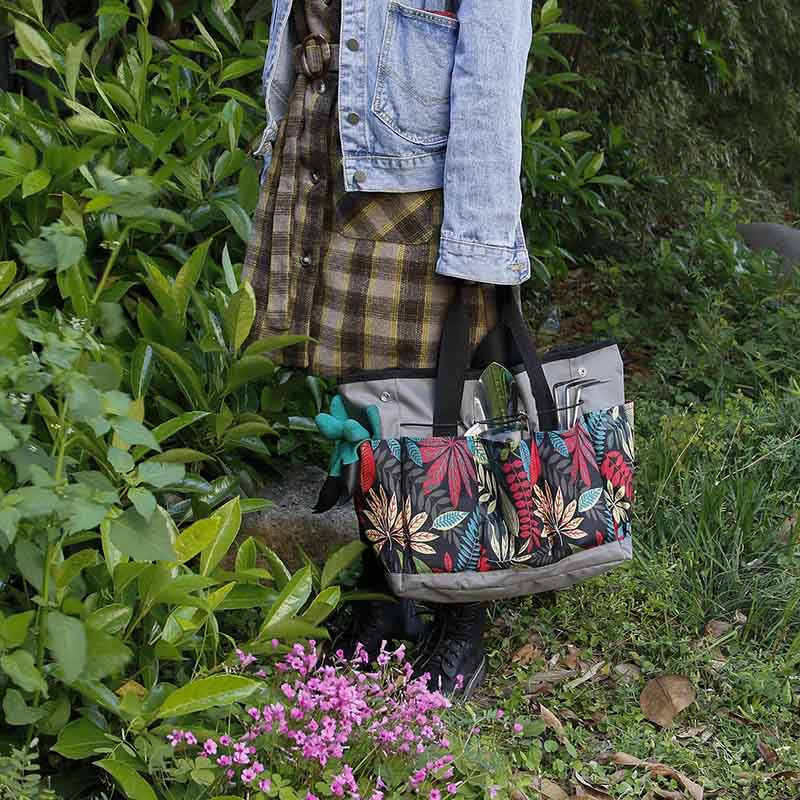 Home & LivingGarden Tools Bag Gardening Tote Organizer with 8 Deep Pockets for Gardener Regular Size Tools Storage -Gray Red