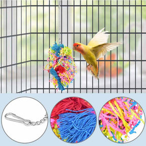 4Pcs Bird Toy Colorful Chewing Shredder Wood Perch Stand  for Parakeet Conure