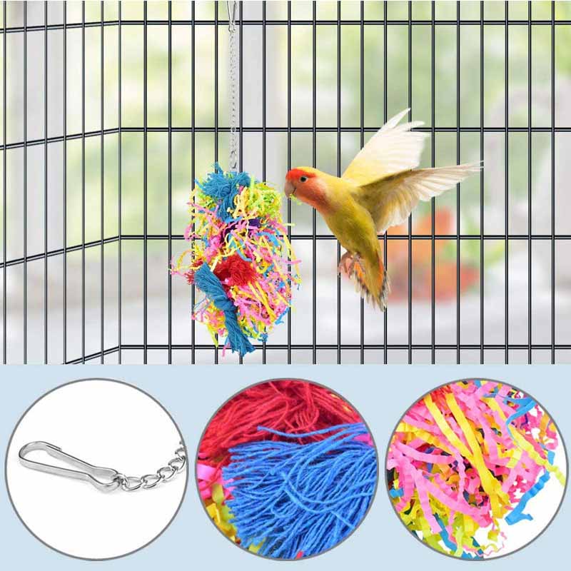 4Pcs Bird Toy Colorful Chewing Shredder Wood Perch Stand  for Parakeet Conure