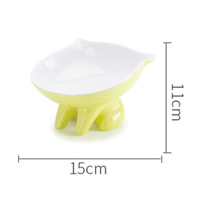 Raised Ceramic Cat Food Q Bowl Dish Tilt Angle Protect Cats Spine-Yellow