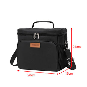 Large Bento Lunch Bags Multi Pocket Insulated Shoulder Handle Bag-Black