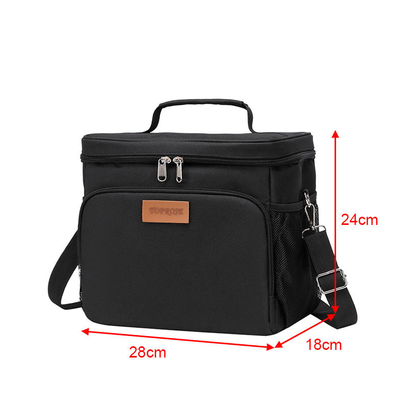 Large Bento Lunch Bags Multi Pocket Insulated Shoulder Handle Bag-Black