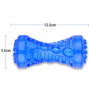 Pet Squeaky Chew Toys for Dogs Teething Cleaning-Short Dumbbell