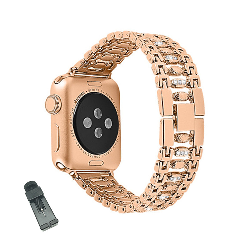 TGD Stainless Steel Watch Band Adjustable Wristbands for Apple IWatch Series SE/1/2/3/4/5/6 For Women-Rose Gold
