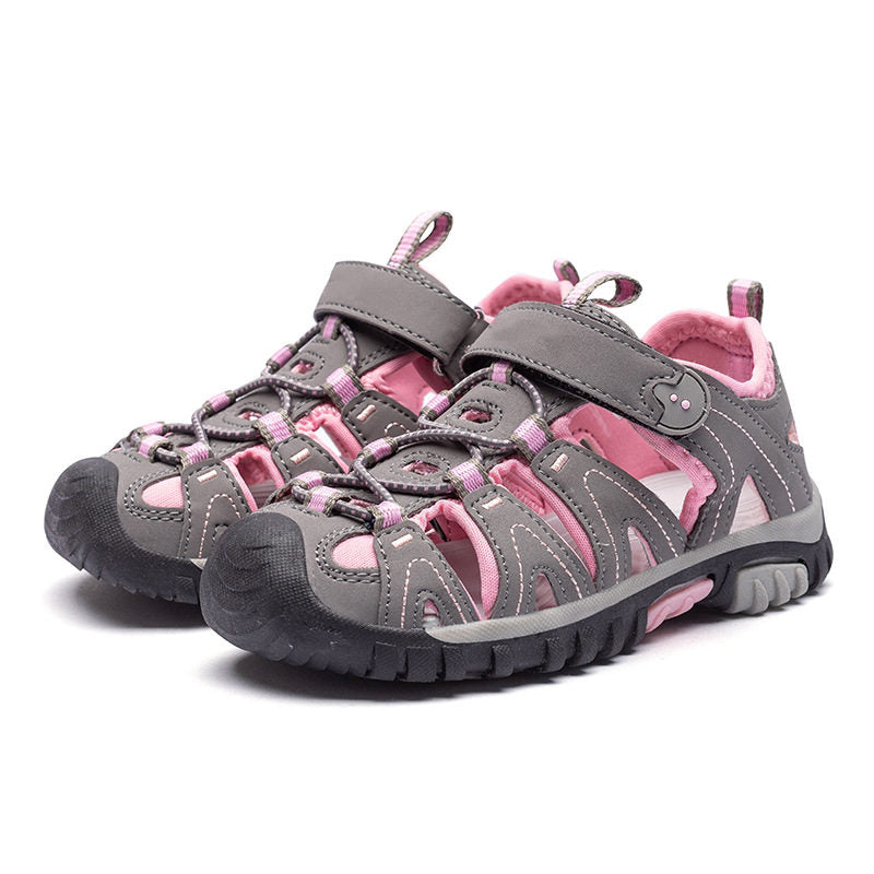 Boys Girls Sport Water Sandals Closed-Toe Outdoor Non-slip Flat-Pink