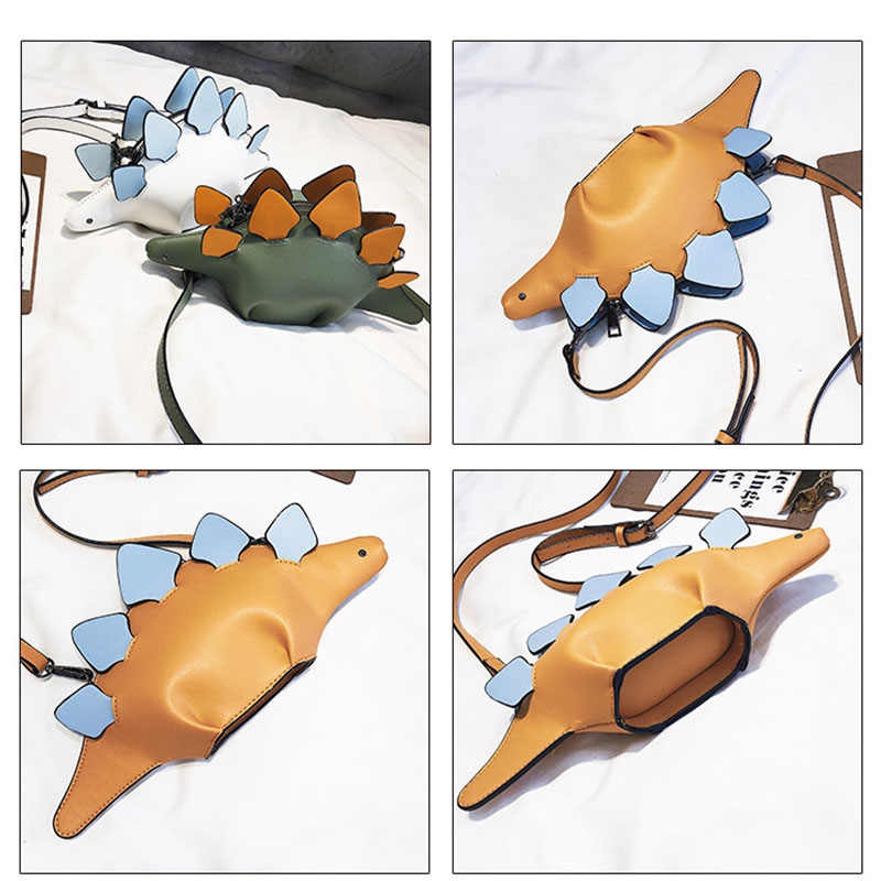 Dinosaur Shoulder Purses PU Stegosaurus CrossBody Bag for Girl Women-Yellow
