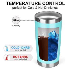 20oz Stainless Steel Insulated Coffee Tumbler with Lid for Hot Cold Drinks-Light Blue