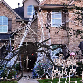 Halloween Decorations Spider Web Triangular Mega Outdoor Decor with Black Spider