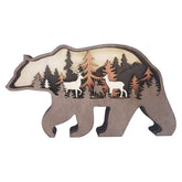 3D Forest Bear Decor Wooden Animal Statues Farmhouse Room Wall Decor-Bear