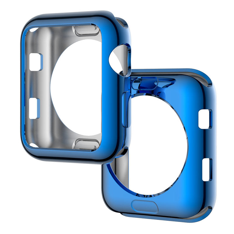 TPU Plated Cover Scratch-Proof Smartwatch Protective Case for iWatch Series SE/6/5/4/3/2/1-Blue