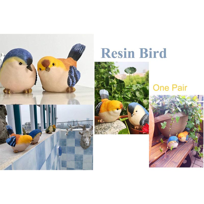 Funny Garden Bird Statue Indoor Outdoor Statues Yard Art Figurines for Patio Lawn House -Blue Orange