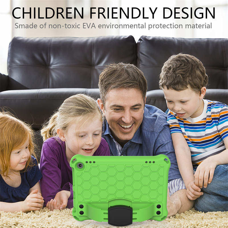 Hive Kindle Fire HD8/HD8 Plus (2020) Tablet Case Durable Stand Cover With Shoulder Strap-GreenBlack