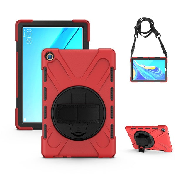 OnePiece Tablet Case Bulit-in Kickstand/Hand+Neck Strap For HuaWei MediaPad M5 10.8-Red