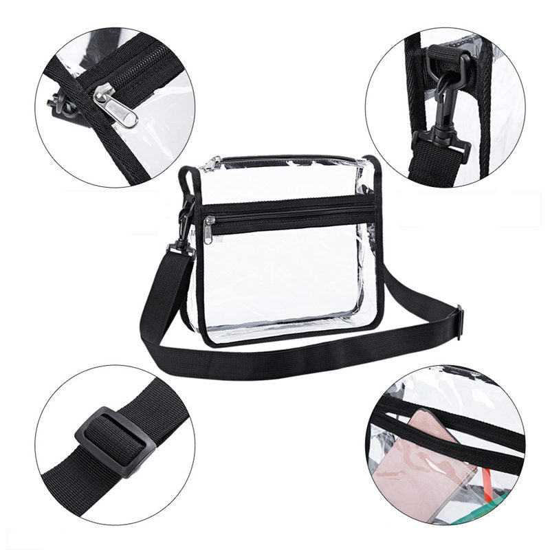 Clear Crossbody Purse Bag Gym Shoulder Bag with Front Pocket and Adjustable Strap