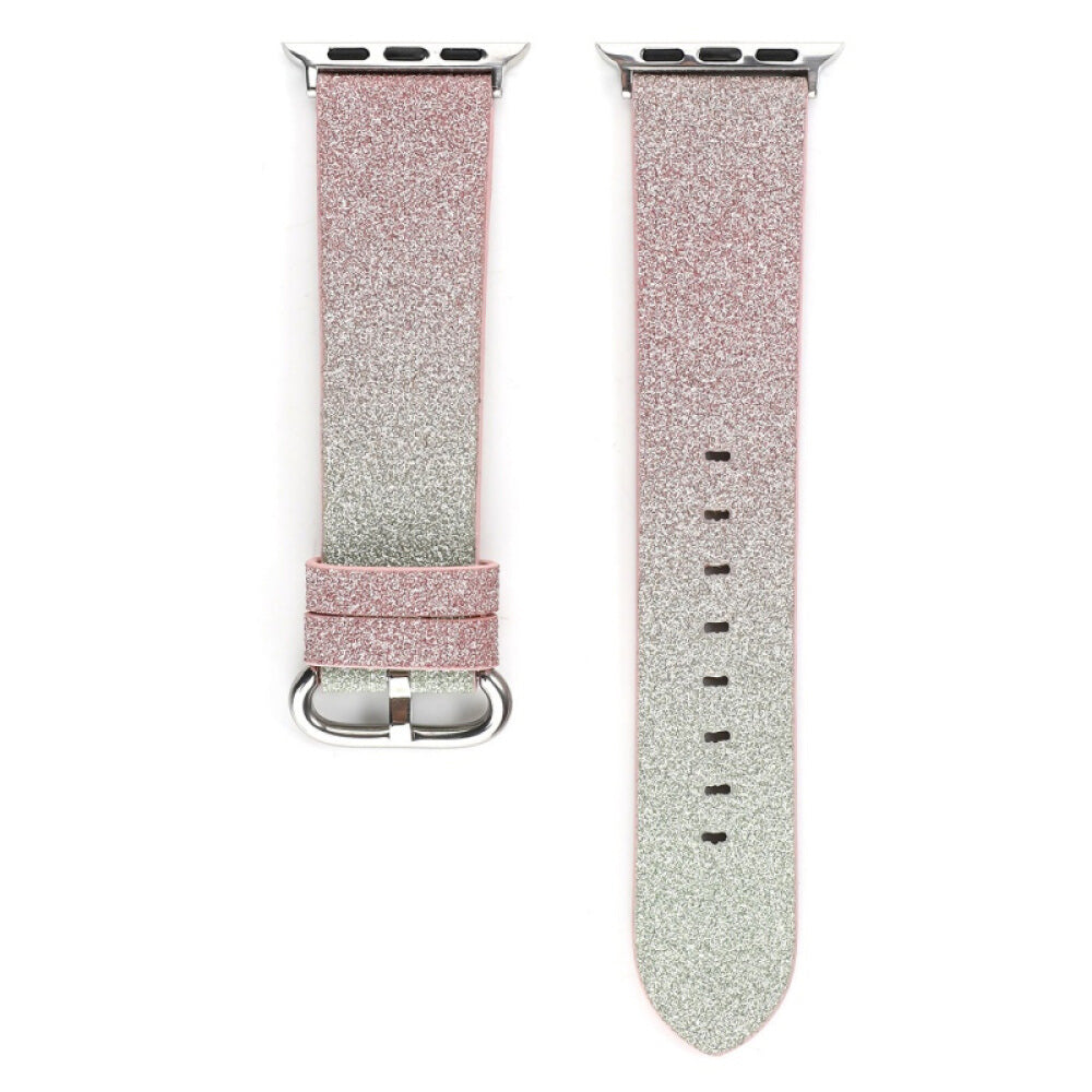 Gradient Glitter PU Leather Watch Band Microfiber Design For Apple Watch SE/6/5/4/3/2/1(Pink)