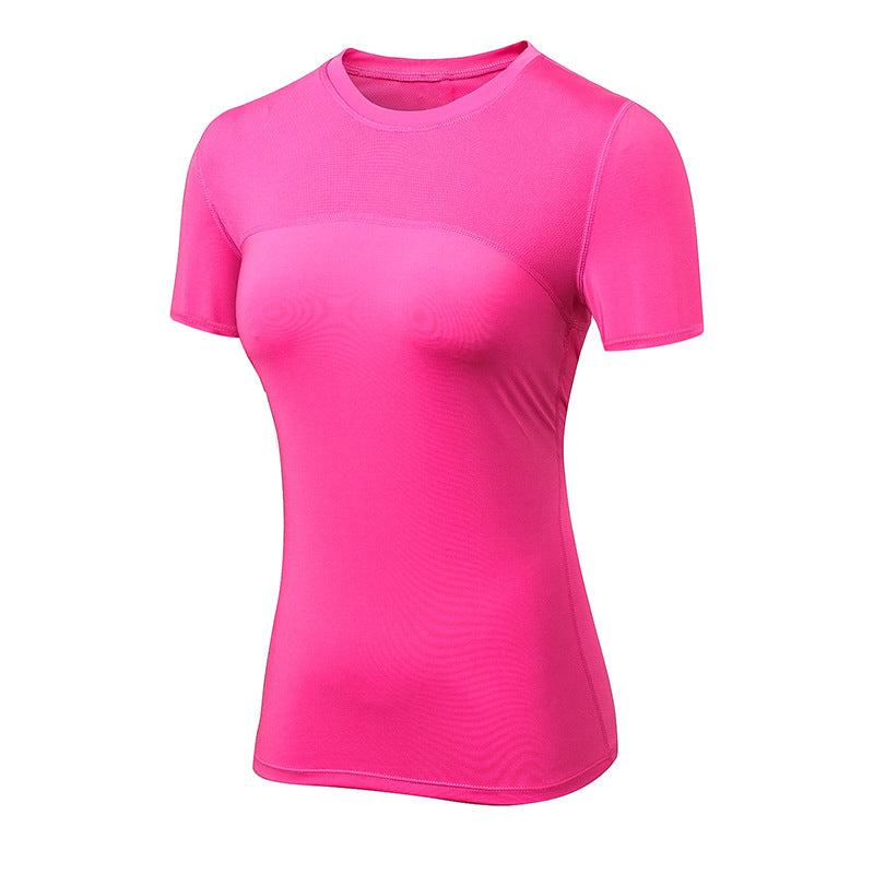 Adore Women Workout Tops Tight Breathable T-Shirt Short Sleeve Perspiration Quick Drying Tank Tops 2023-Rose Red