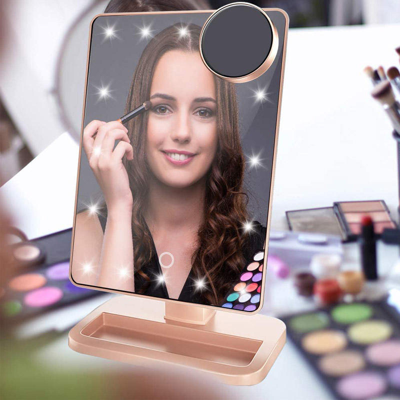 Bluetooth Makeup Mirror with10X Magnification Spot Mirror-Rose Gold