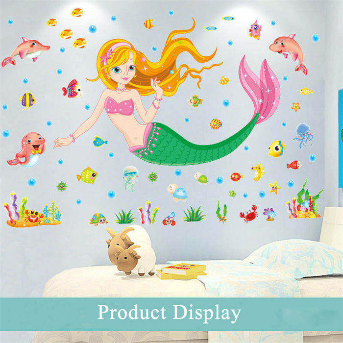 Creative Cartoon Removable 3D Wall Stickers Bubble Mermaid Princess Decoration For Children Room-05