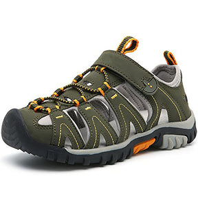 Boys Girls Sport Water Sandals Closed-Toe Outdoor Non-slip Flat-Green