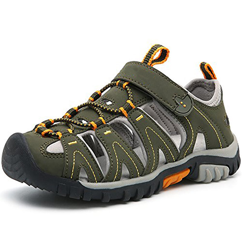 Boys Girls Sport Water Sandals Closed-Toe Outdoor Non-slip Flat-Green