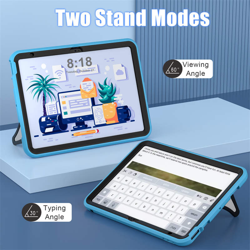 Kids Case Heavy Duty Shockproof with Kickstand for iPad 10th 2022-LightBlue