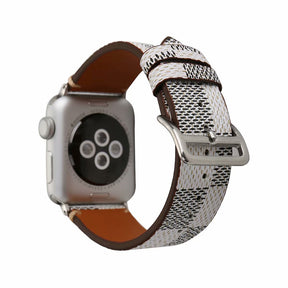 Checkered Pattern PU Leather Watch Band Microfiber Design For Apple Watch SE/6/5/4/3/2/1(Apricot)