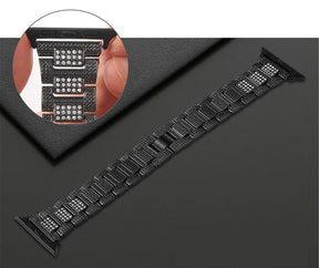 SPZ Stainless Steel Watch Band Adjustable Wristbands for Apple IWatch Series SE/1/2/3/4/5/6 For Women-Black
