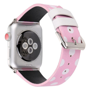 Wave Point Leather Watch Band for Apple Watch Series SE/6/5/4/3/2/1-PinkWhite