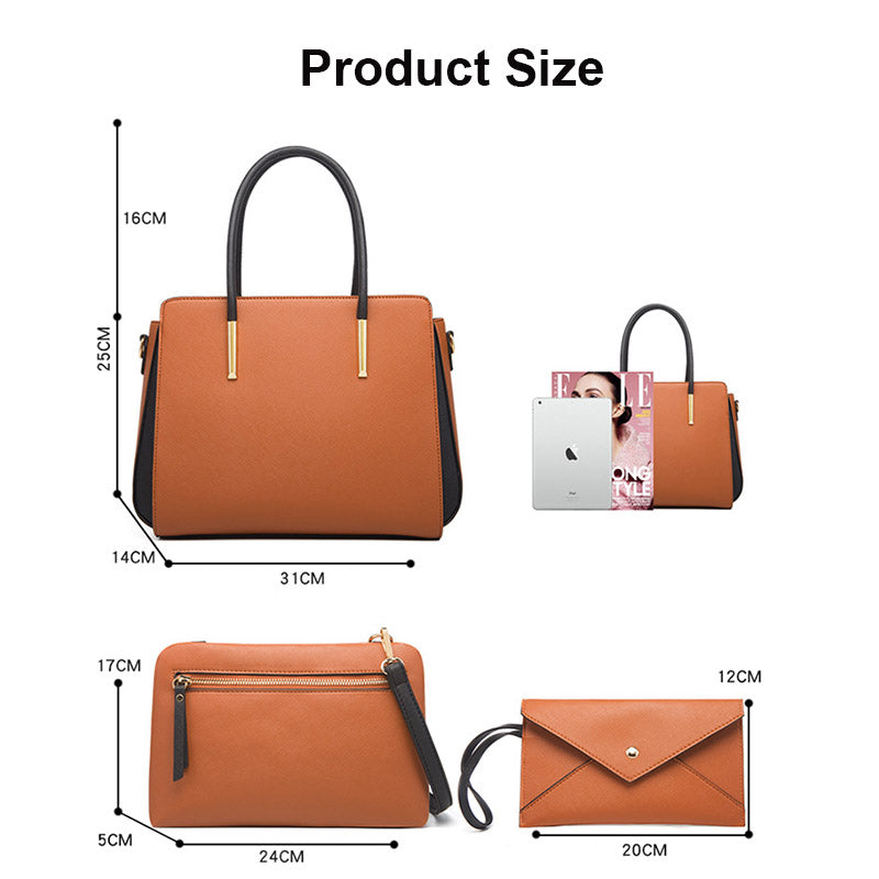 Set of 4 Women Fashion Handbags Shoulder Top Handle Satchel Purse Bag-Pink