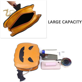 Women Pumpkin Shoulder Bag Devil Crossbody Halloween Handbags-Brown