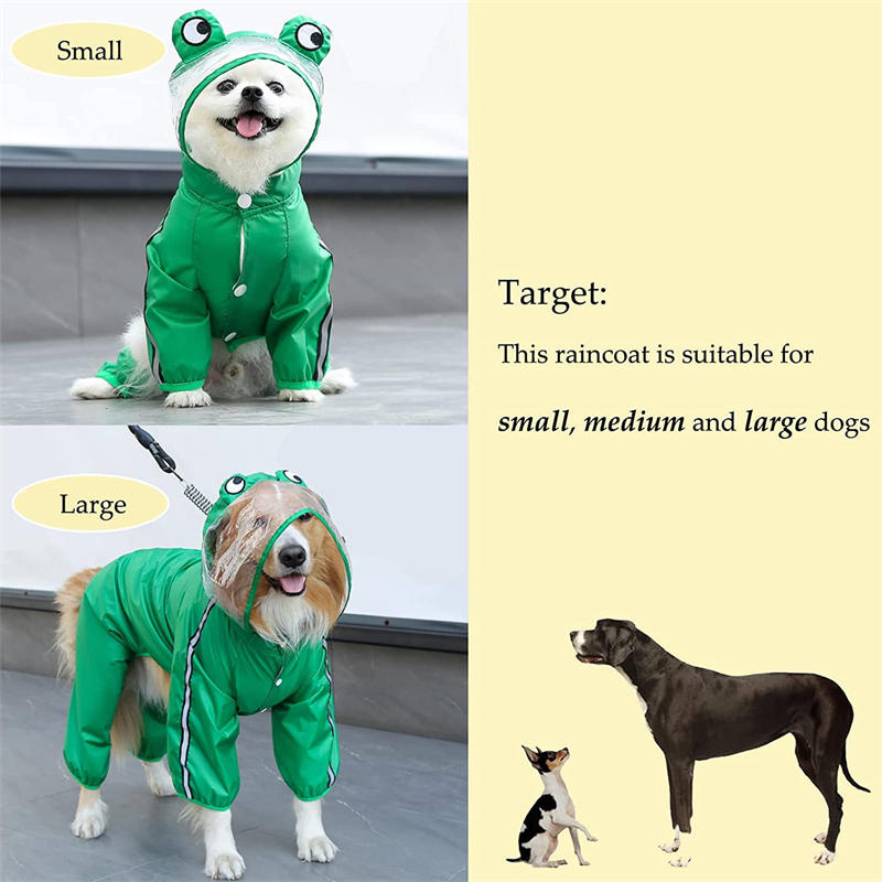 Pet Dog Raincoat Hooded Frog Pet Rain Wear Waterproof Light Suit