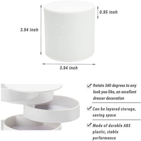 Home & LivingJewelry Storage Box 4-Layer Rotatable Jewelry Accessory Organizer Tray with Lid for Rings Bracelets -White