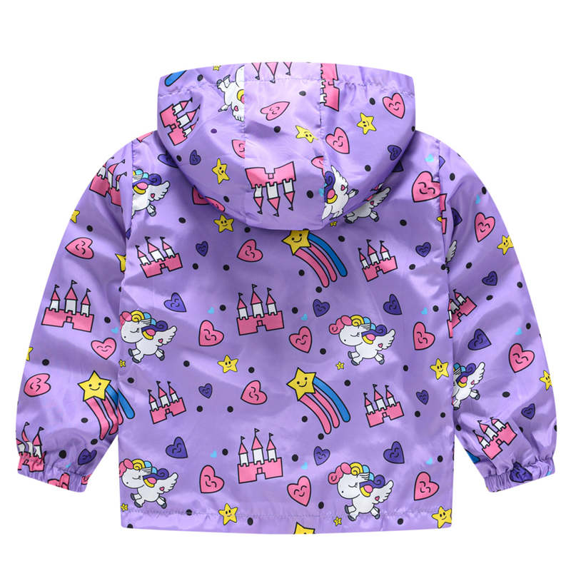 Toddler Boys Girls Cartoon Print Zip Jacket Hooded Trench Kids Casual Coats-30