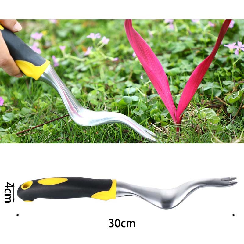 Hand Weeder Tool Garden Weeding Tools with Ergonomic Handle Easy for Weed Removel Manual Weed Puller Bend for Garden Lawn Yard -Yellow