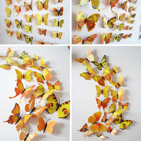 3D Vivid Butterfly Wall Stickers Fridge Magnet Decoration for Room Background-H003 Yellow