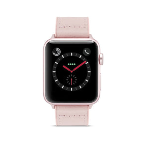 Silicone+Leather Watch Strap For Apple Watch-Pink