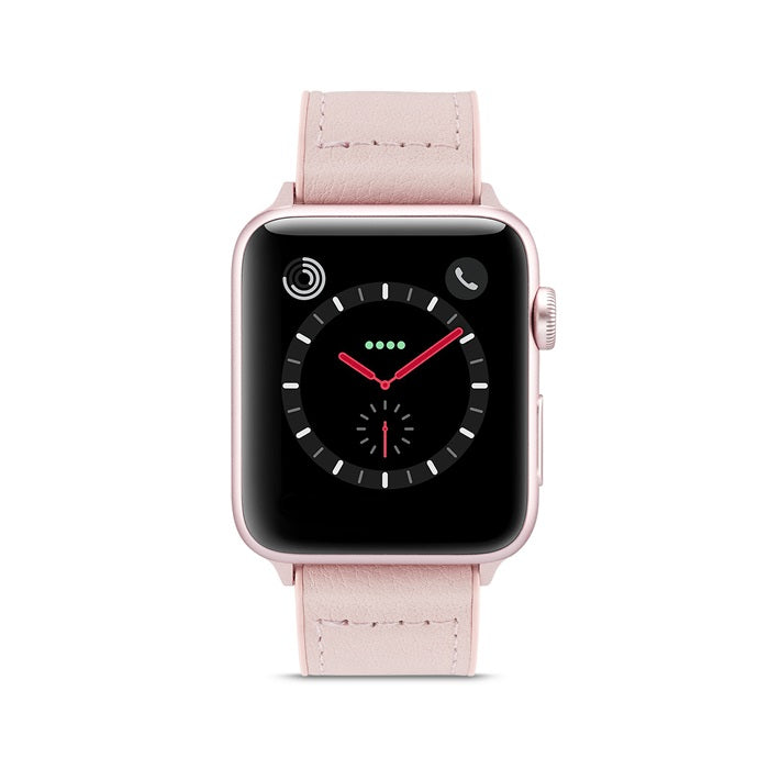 Silicone+Leather Watch Strap For Apple Watch-Pink