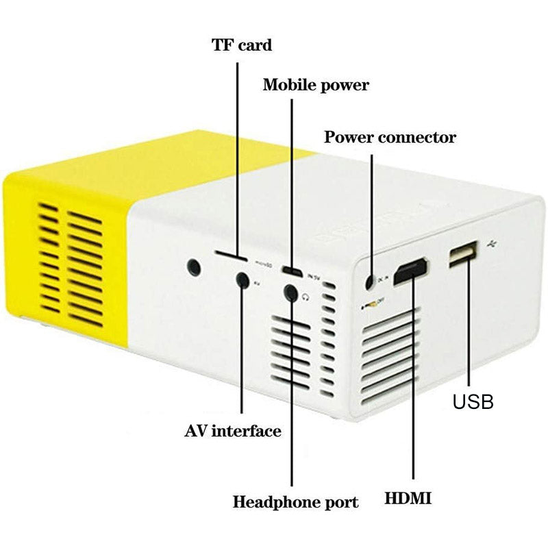 Portable Mini Projectors with HDMI USB Interfaces and Remote Control for Home Theater-Black