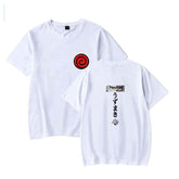 Mens Tops Japanese Anime Naruto Same Style Trend Short Sleeved T-shirt-2 White