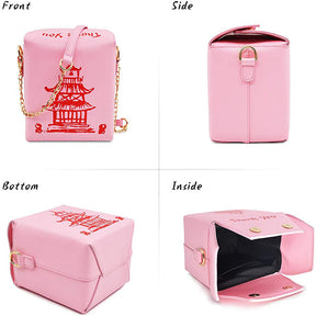 Fashion Crossbody Bag Chinese Takeout Box Style Clutch Bag for Girl-Pink