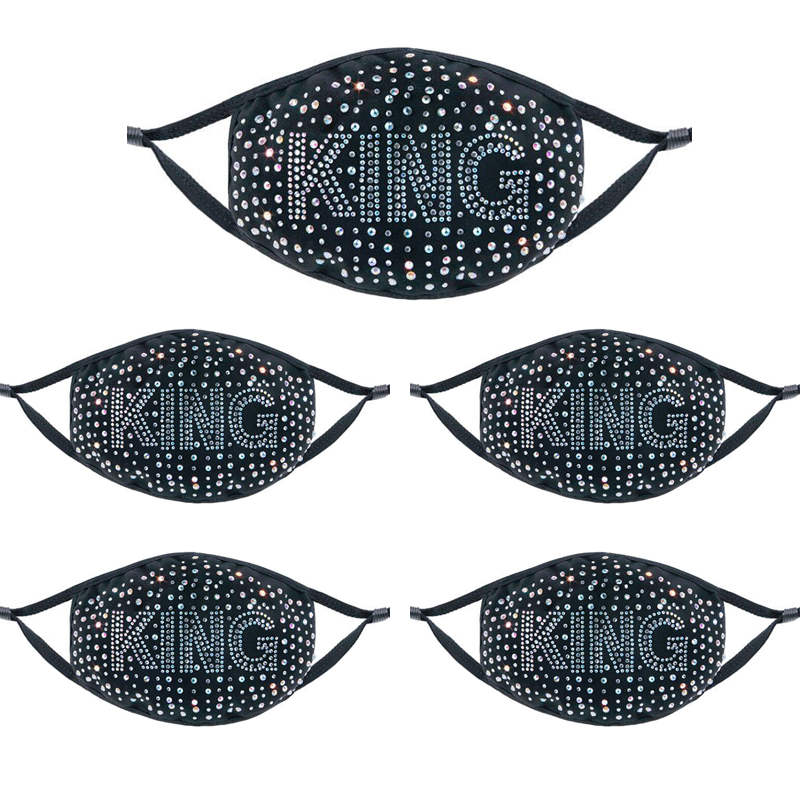 5Pcs Sparkly Glitter Bling Rhinestone Face Mask for Women-KING