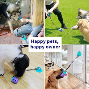 Dog Chew Suction Cup Toys Dog Tug of War Toys for Aggressive Chewers-CyanPurple