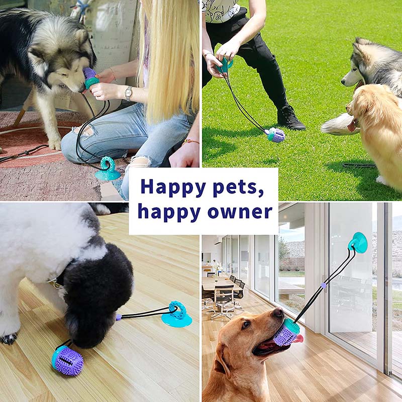 Dog Chew Suction Cup Toys Dog Tug of War Toys for Aggressive Chewers-BlueYellow