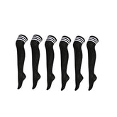 6 Packs C Womens Long Striped Socks Over Knee Thigh High Socks Warm Stocking
