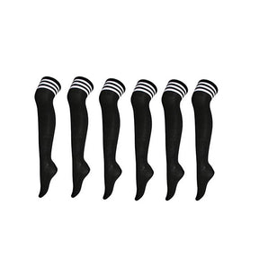 6 Packs C Womens Long Striped Socks Over Knee Thigh High Socks Warm Stocking