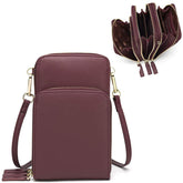 Crossbody Phone Bag for Women Small Shoulder Bag Cell Phone Wallet Purses and Handbags with 14 Credit Card Slots-Redwine