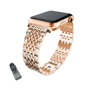 XZZ Stainless Steel Watch Band Quick Release Wristbands for Apple IWatch Series SE/1/2/3/4/5/6 For Women Men-Rose Gold