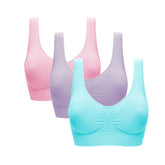 3 Pcs Seamless Sports Bras with Removable Pads Yoga Vest-Set7